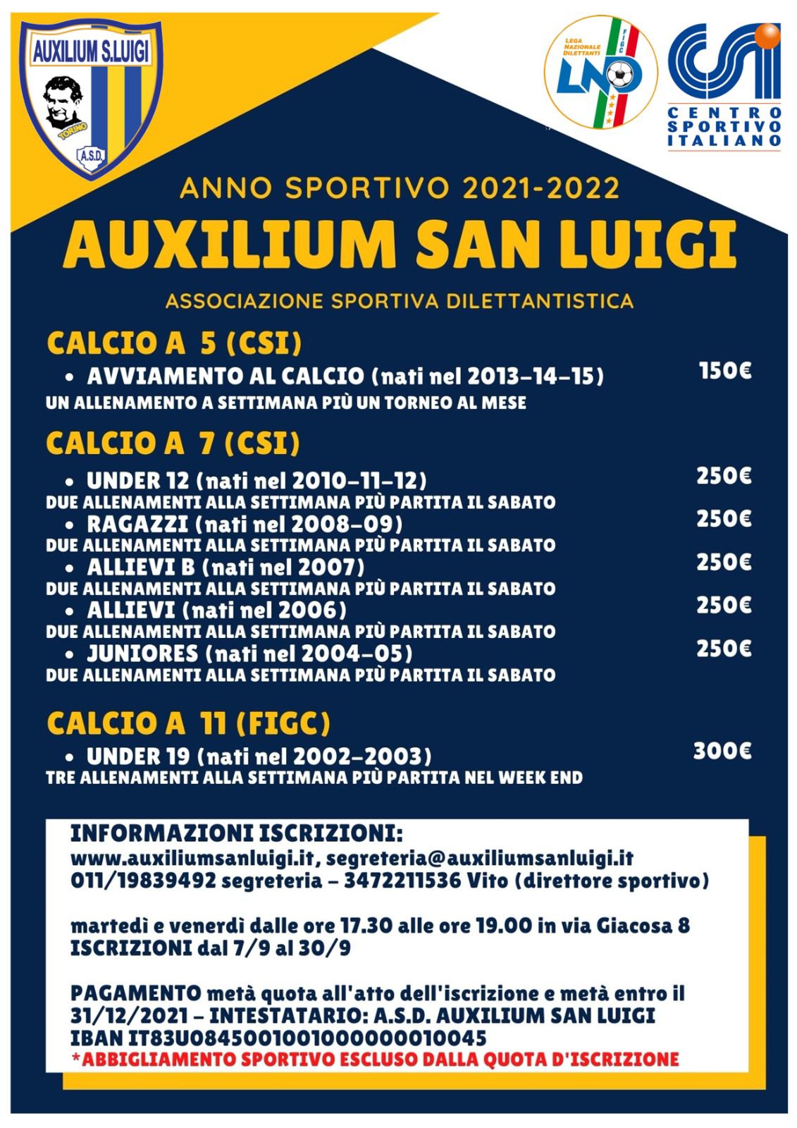 anno sportivo 2021-22 Auxillium Sal Luigi